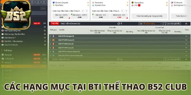 Các hạng mục tại BTI thể thao B52 Club