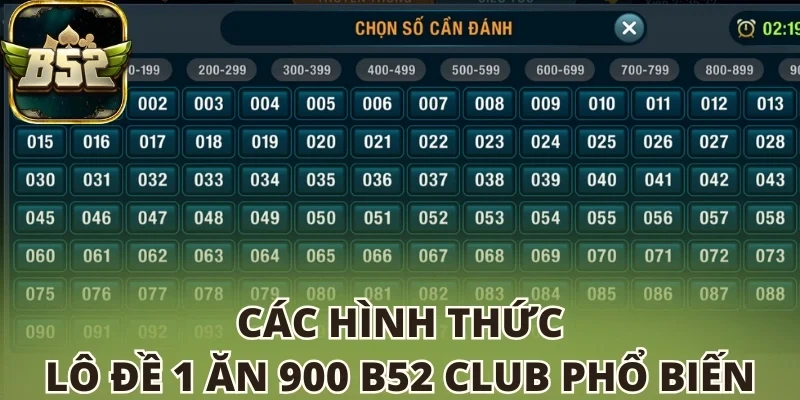 Các hình thức lô đề 1 ăn 900 B52 club phổ biến