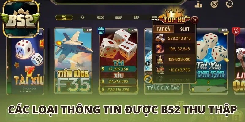 Các loại thông tin được B52 thu thập