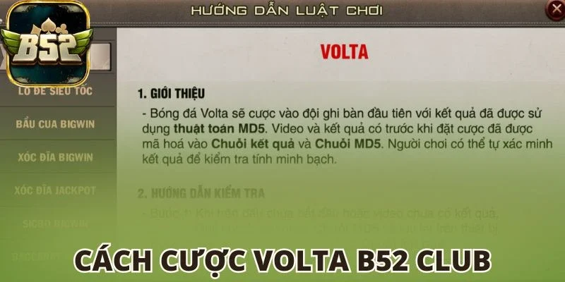 Cách cược Volta B52 club