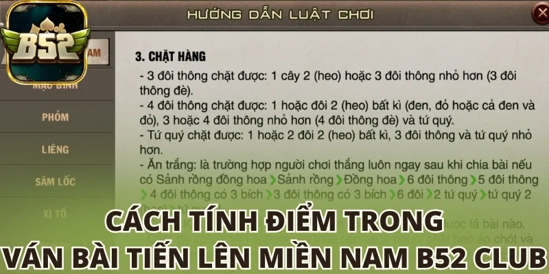 Cách tính điểm trong ván bài Tiến lên miền Nam B52 club