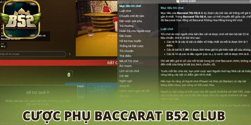 Cửa cược Baccarat B52 club phụ