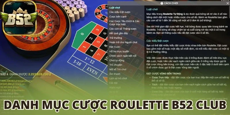 Danh mục cược Roulette B52 club