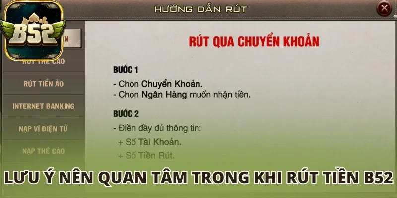Lưu ý nên quan tâm trong khi rút tiền B52 club