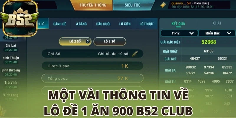 Một vài thông tin về lô đề 1 ăn 900 B52 club
