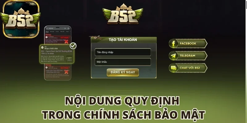 Nội dung quy định trong chính sách bảo mật