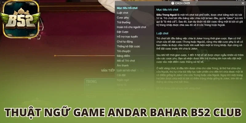 Thuật ngữ game Andar Bahar B52 club