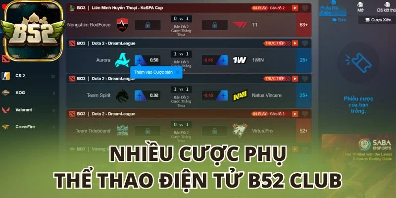 Nhiều cược phụ thể thao điện tử B52 club